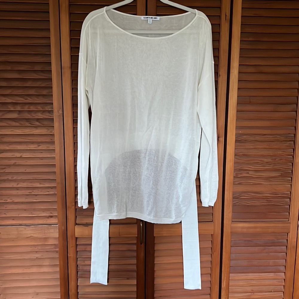 Elizabeth and James asymmetrical sheer sweater
